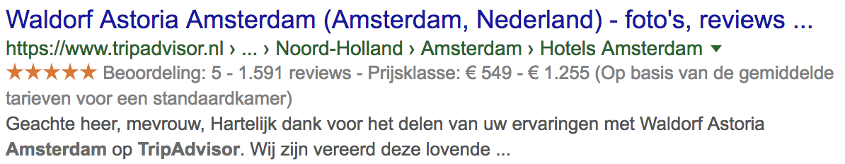 Een voorbeeld van UGC SEO op Tripadvisor, waardoor ze beter worden gevonden in Google.